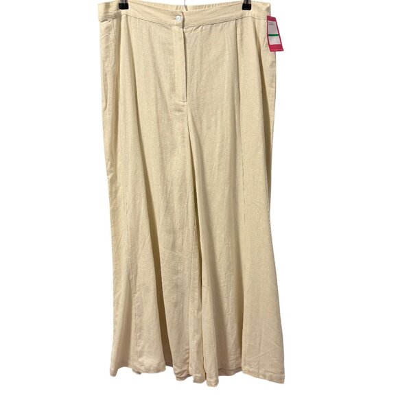 Vince Camuto Ivory Linen Blend Wide Leg Pants Size L  pants. NWT - Picture 5 of 12